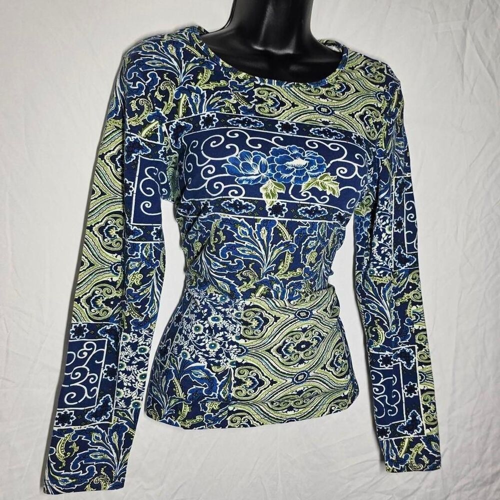 Blue Green Patterned Boho Whimsigoth Vintage 90s … - image 1